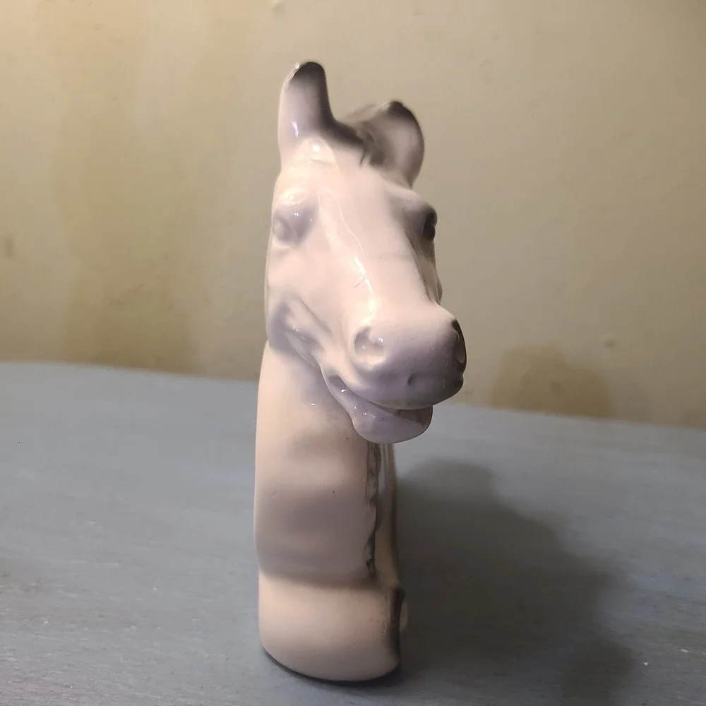 1950's Ceramic Horse‎ Head Figurine Equestrian Decorative Thermometer Japan 5